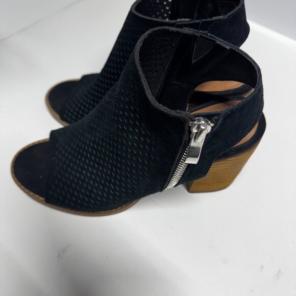 Steve Madden Abigail Open Toe Block Heel Sandal Size 7M Black and Brown - Picture 5 of 7